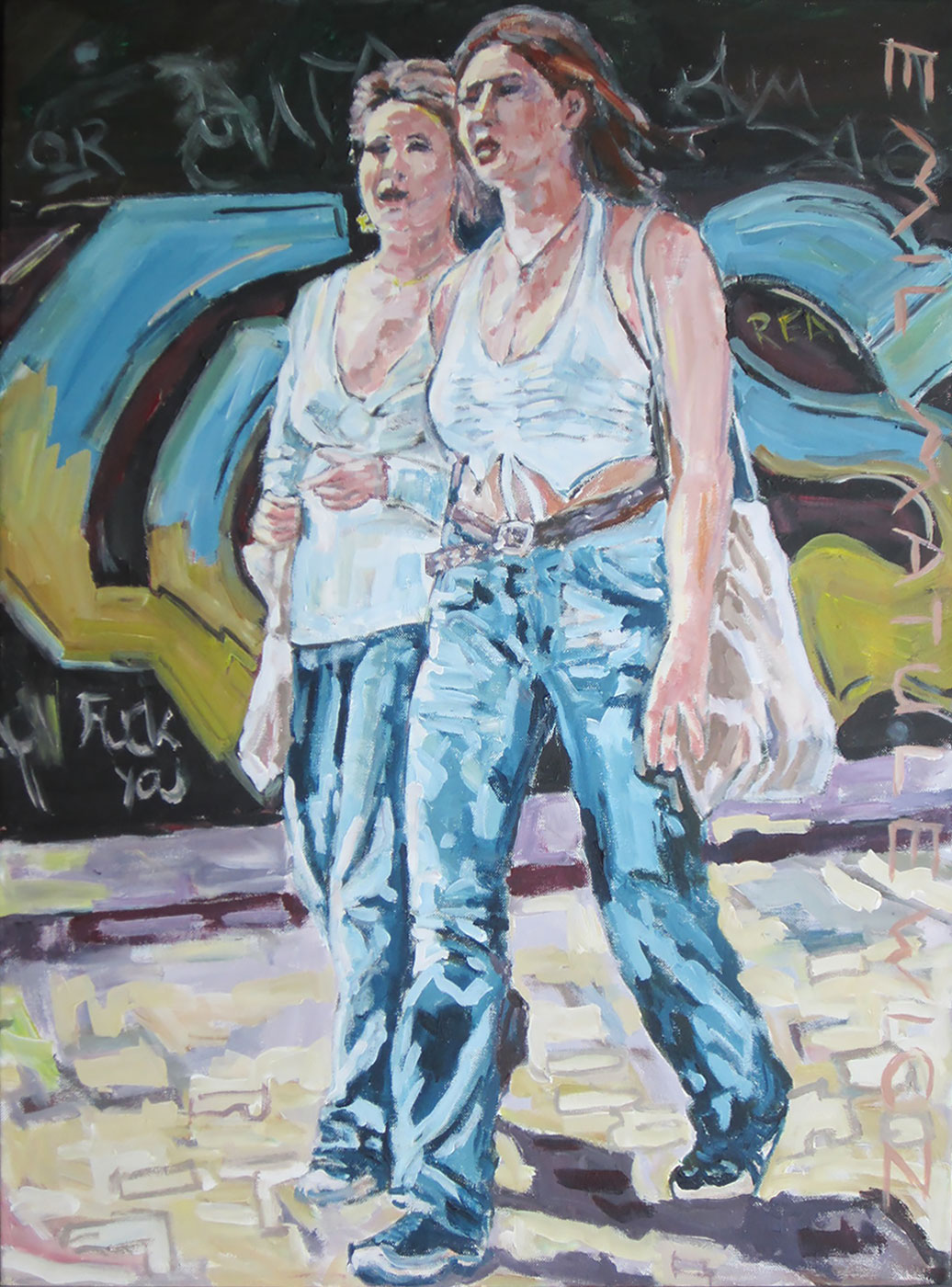 Two girls walking in Delft